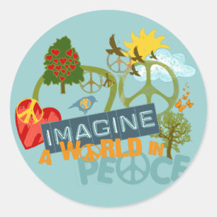 Sticker Rond Imaginez un monde en paix