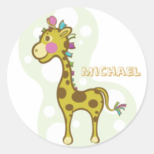 Sticker Rond Imbécile le caractère de girafe