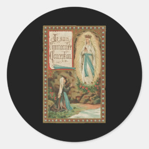 Sticker Rond Immaculée Conception Notre Dame Lourdes Bernadette