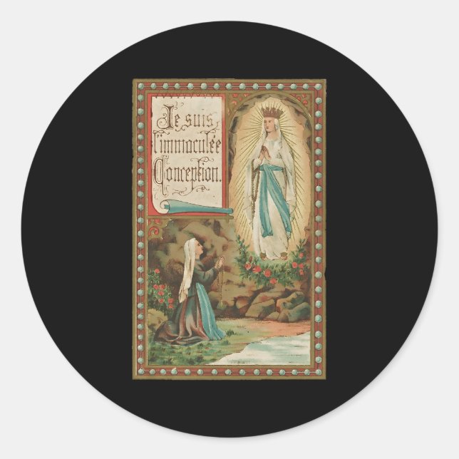 Sticker Rond Immaculée Conception Notre Dame Lourdes Bernadette (Devant)