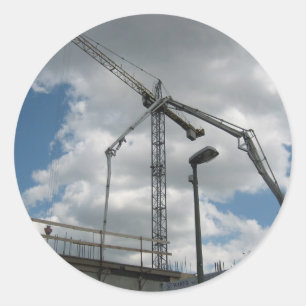 Sticker Rond Immense Construction De Grue