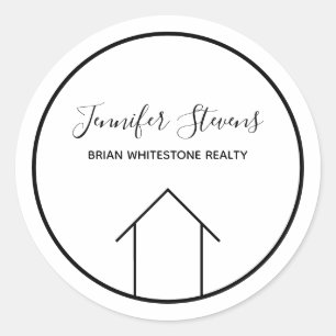Sticker Rond Immobilier Maison Moderne Personnalisé Entreprise 