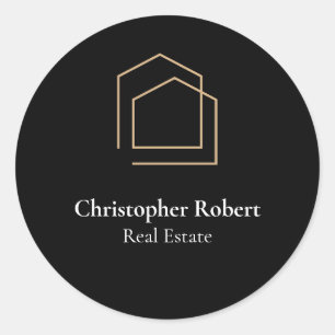 Sticker Rond Immobilier Noir Chic