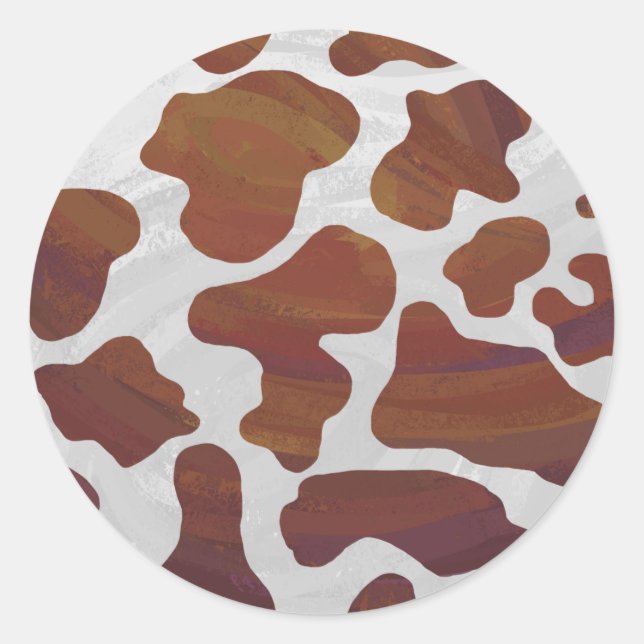Sticker Rond Impression Brown et blanche de vache (Devant)