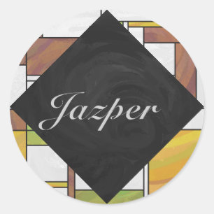 Sticker Rond Impression Brown jaune vert