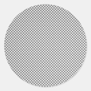 Sticker Rond Impression de fibre de carbone blanche en argent