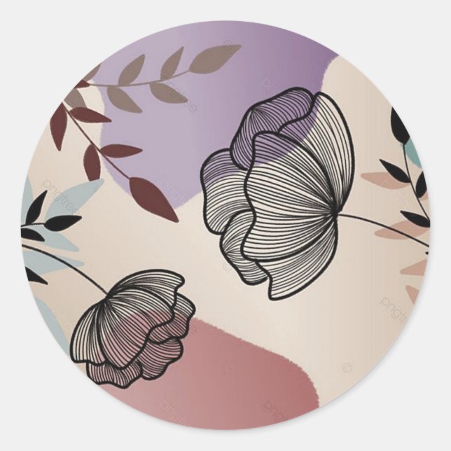 Sticker Rond impression de fleurs (Devant)
