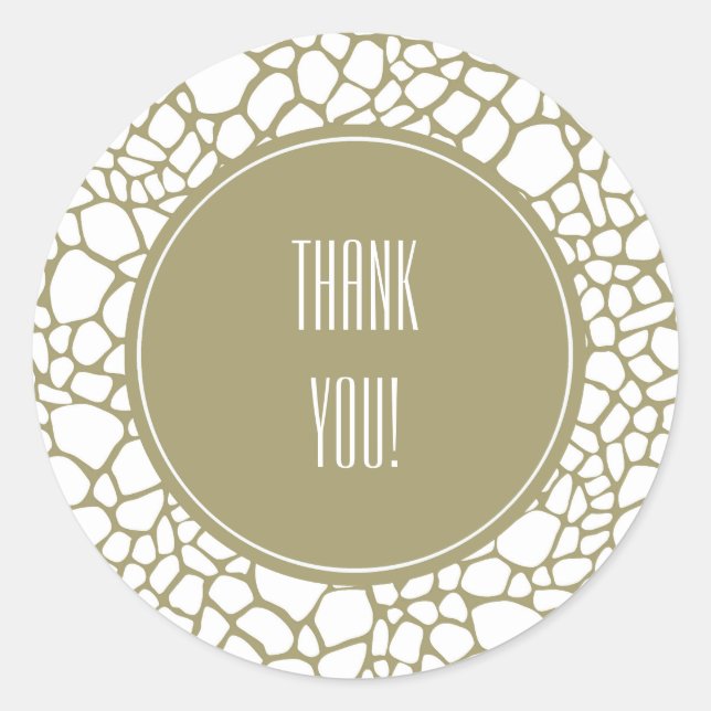 Sticker Rond Impression de girafe blanche or (Devant)