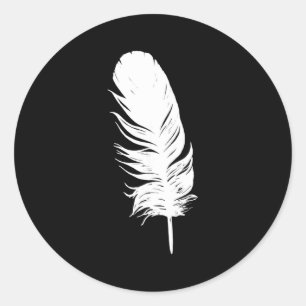Sticker Rond Impression de plume blanche graphique décontracté 