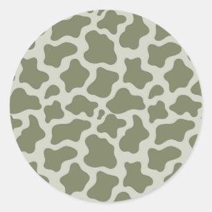 Sticker Rond Impression de vache verte Sage