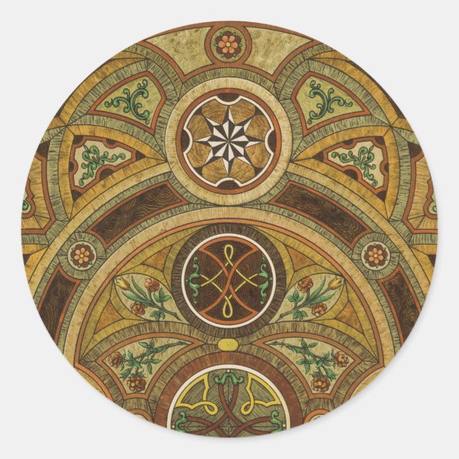 Sticker Rond Impression décorative ancienne en bois (Devant)