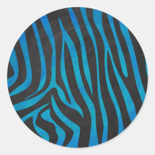 Sticker Rond Impression en bleu et noir Zebra