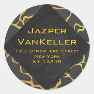 Sticker Rond Impression Giraffe noir et jaune