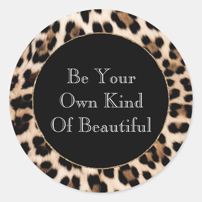 Sticker Rond Impression léopard noir marron crémeux (Devant)