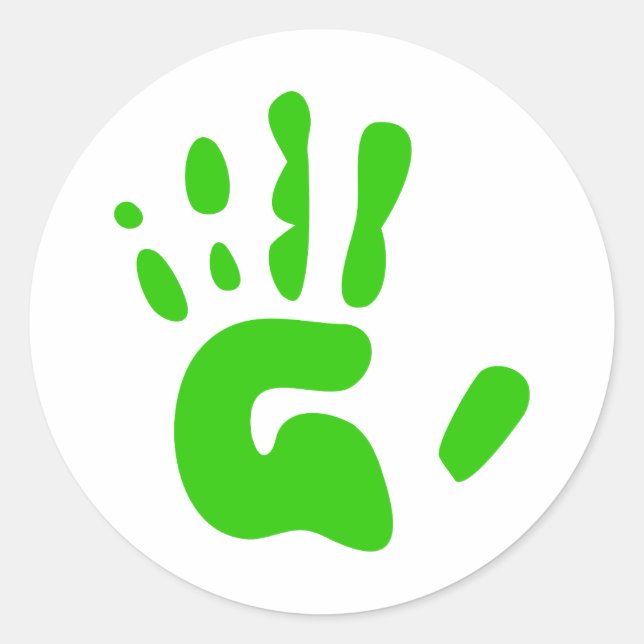 Sticker Rond Impression main verte (Devant)