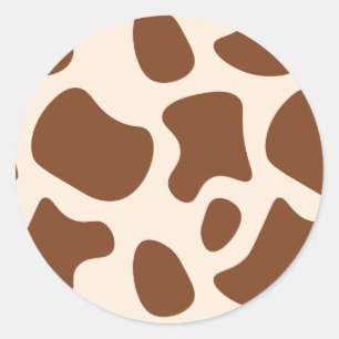 Sticker Rond Impression vache rose et marron