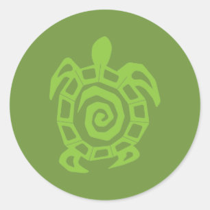 Sticker Rond Impression verte de tortue