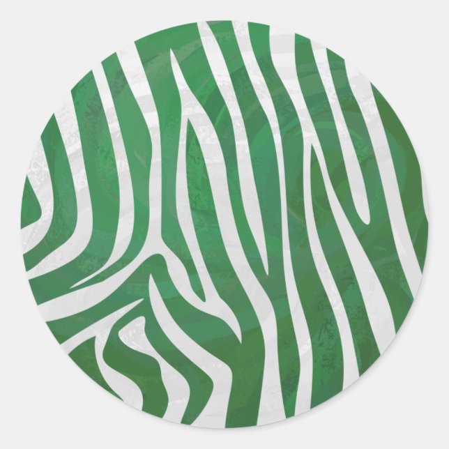 Sticker Rond Impression verte et blanche Zebra (Devant)