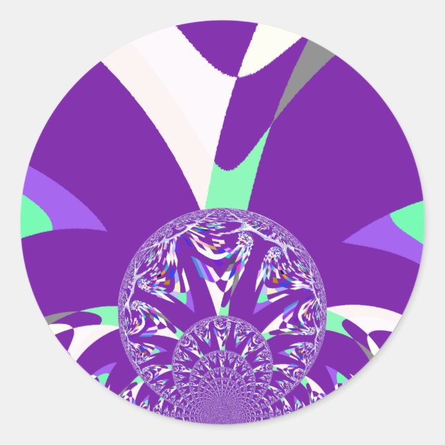 Sticker Rond Imprimante d'art bleu rétro Cyan Kaleidoscope (Devant)