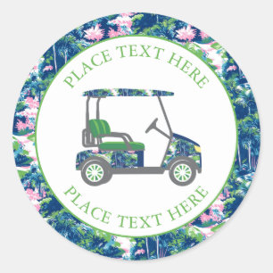 Sticker Rond Imprimé de golf chic Panier de golf