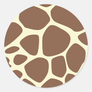 Sticker Rond Imprimée de girafe, Giraffe Brown, Poster de anima