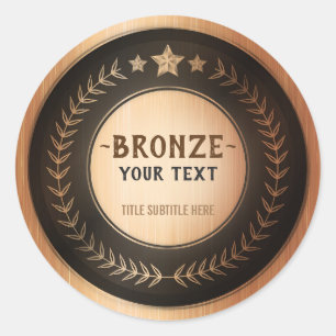 Sticker Rond IMPRIMER do-it-yourself MÉDAILLE Champion de bronz