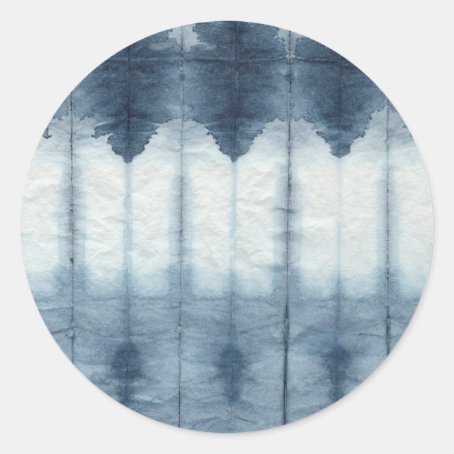 Sticker Rond Imprimer Shibori Indigio (Devant)