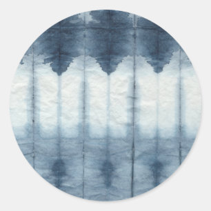 Sticker Rond Imprimer Shibori Indigio