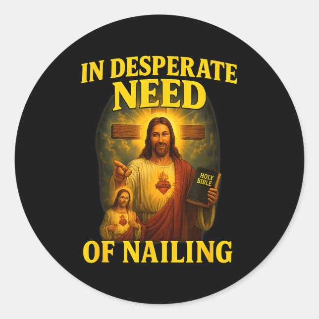 Sticker Rond In Desperate Need Of Nailing Funny Gen Z Brainrot  (Devant)