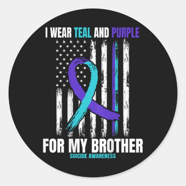 Sticker Rond In Memory Of Brother Suicide Awareness Flag Graphi (Devant)