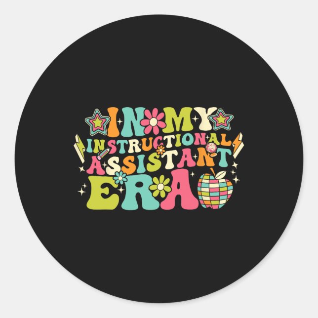 Sticker Rond In My Instructional Istant Era Groovy Back To Scho (Devant)