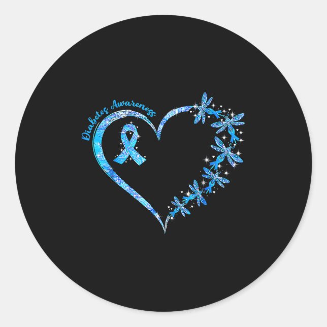 Sticker Rond In November We Wear Blue Diabetes Awareness Love  (Devant)