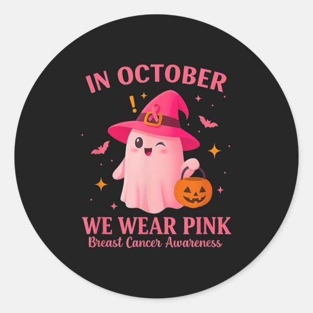 Sticker Rond In October We Wear Nk – Breast Cancer Awareness  (Devant)