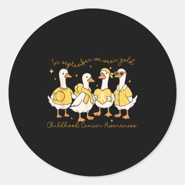 Sticker Rond In September We Wear Gold Childhood Cancer Awarene (Devant)