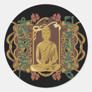 Sticker Rond Incantation vintage de Bouddha
