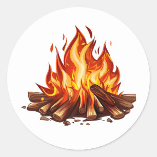 Sticker Rond Incendie de camp
