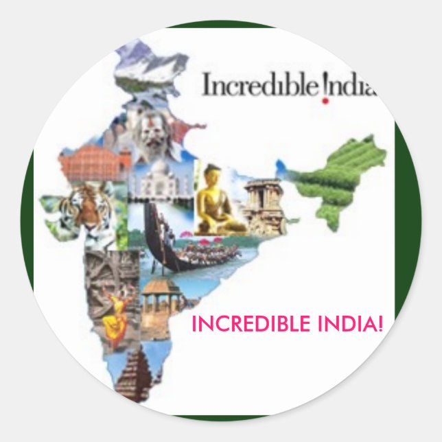 Sticker Rond incroyable inde, INCROYABLE INDE ! (Devant)