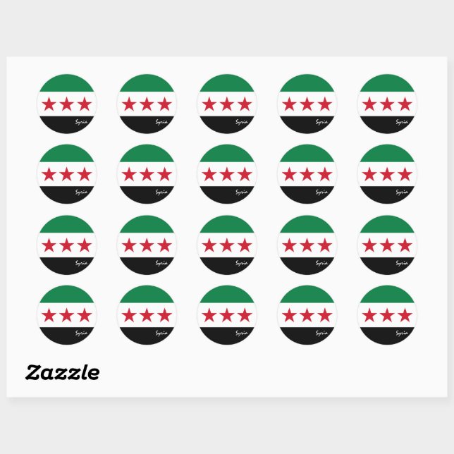 Sticker Rond Indépendance de la Syrie, drapeau syrien patriotes (Feuille)