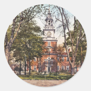 Sticker Rond Indépendance Hall Philadelphia, PA 1900 Vintage