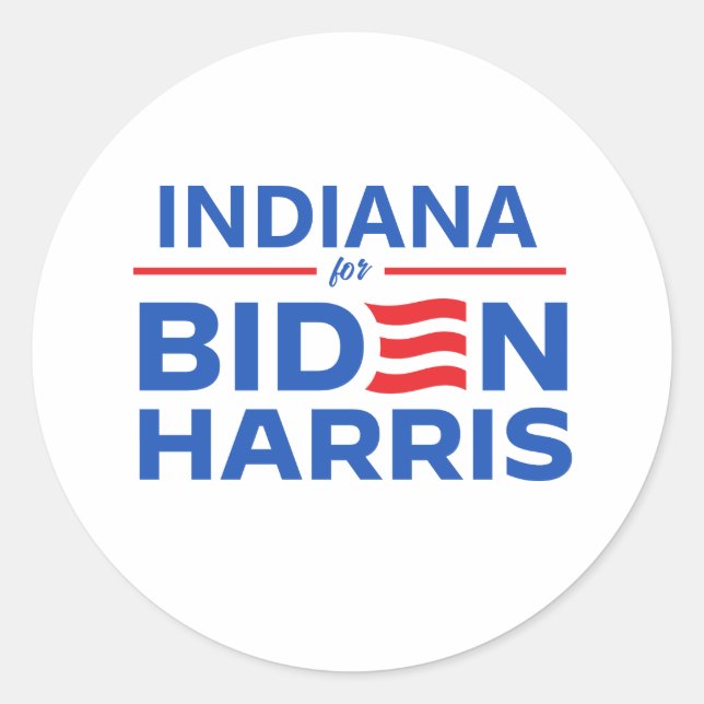 Sticker Rond Indiana pour Biden Harris (Devant)