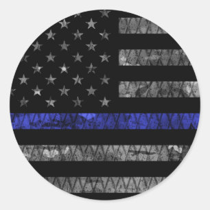 Sticker Rond Indicateur de la ligne bleue mince de la police