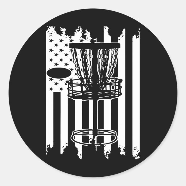 Sticker Rond Indicateur Disk Golf Usa (Devant)