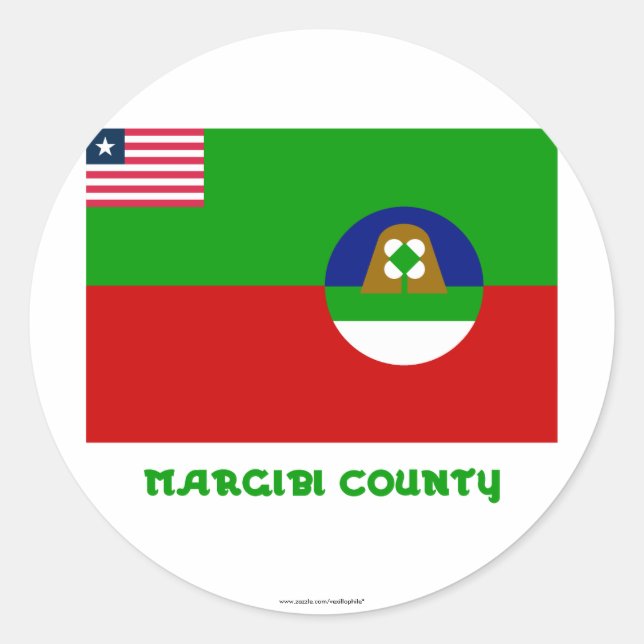 Sticker Rond Indicateur du comté de Margibi avec nom (Devant)