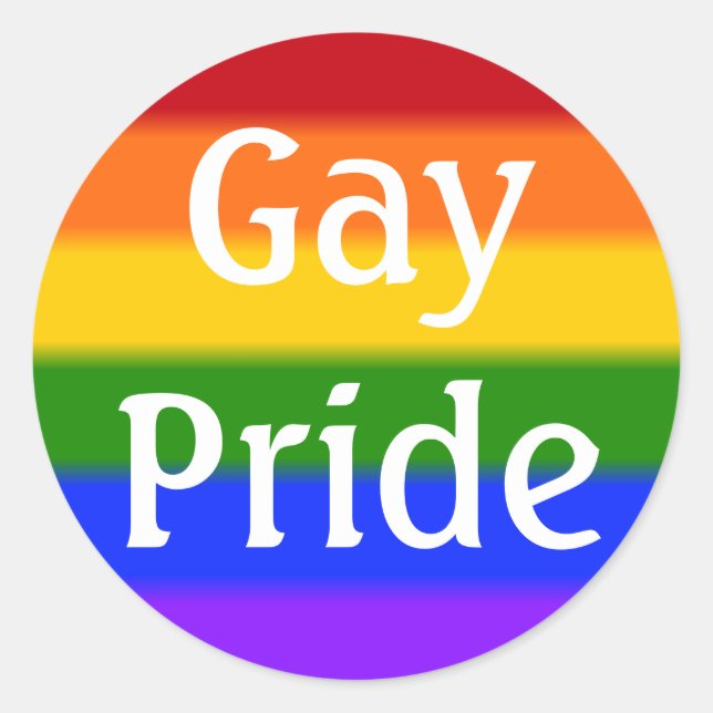 Sticker Rond Indicateur Gay pride (texte) (Devant)
