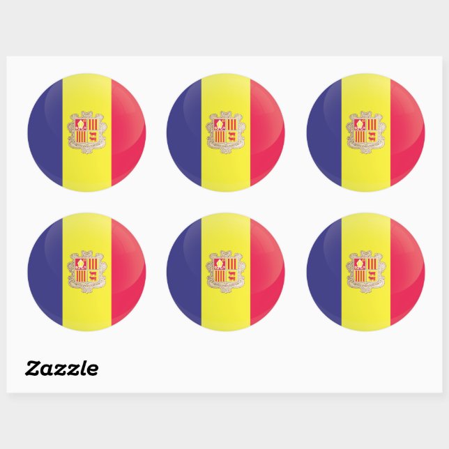 Sticker Rond Indicateur Icône Arrondi Andorre (Feuille)