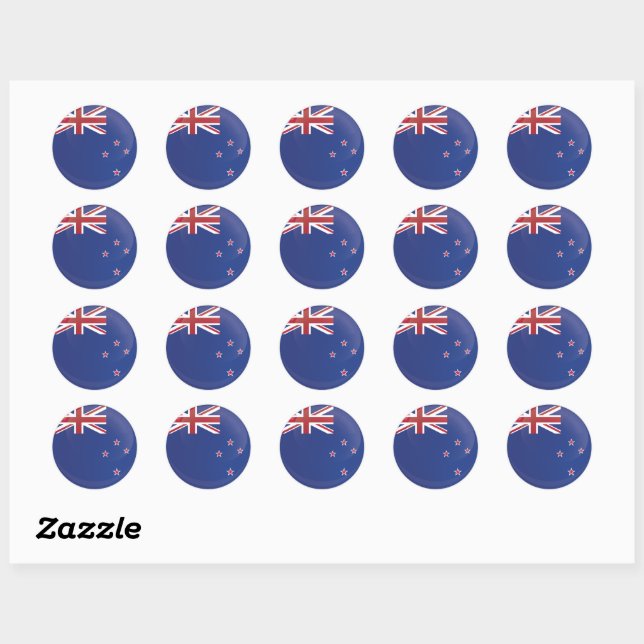 Sticker Rond Indicateur Icône Ronde Nouvelle-Zélande (Feuille)