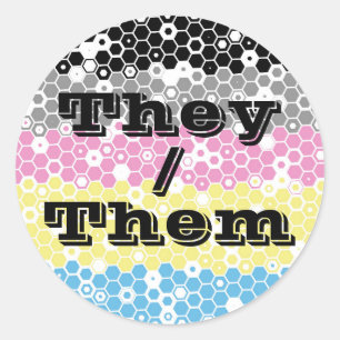 Sticker Rond Indicateur Pronoun Polygender Pride super personna
