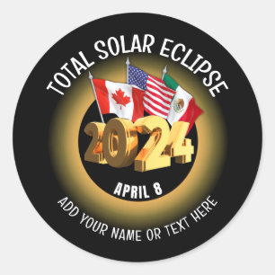 Sticker Rond Indicateurs d'ECLIPSE SOLAIRE 2024 personnalisés