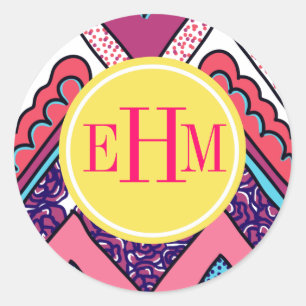 Sticker Rond Indie Chevron