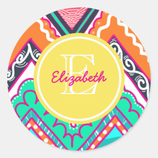 Sticker Rond Indie Chevron